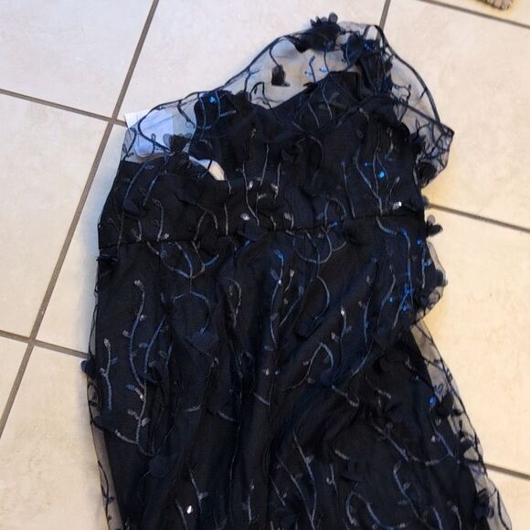 NWT Dessy Collection 3D Sequin Embroidery Dress Midnight Navy Blue Size 14 - Picture 11 of 15